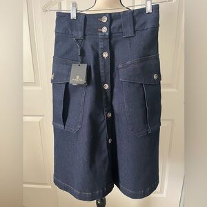 NWT Massimo Dutti Navy Denim Cargo Skirt with Front Pockets - Women’s 4